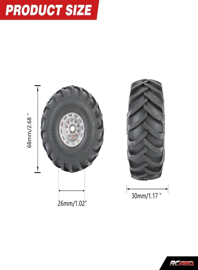 RCAWD 71.3g*4pcs Brass Weighted SCX24 & FCX24 Beadlock 1.0 Wheel & Tire Upgrades, 68 * 32mm, Hex 7mm Parts for AXI90081 AXI00001 AXI00002 AXI00005 AXI00006 Silver - Image 3